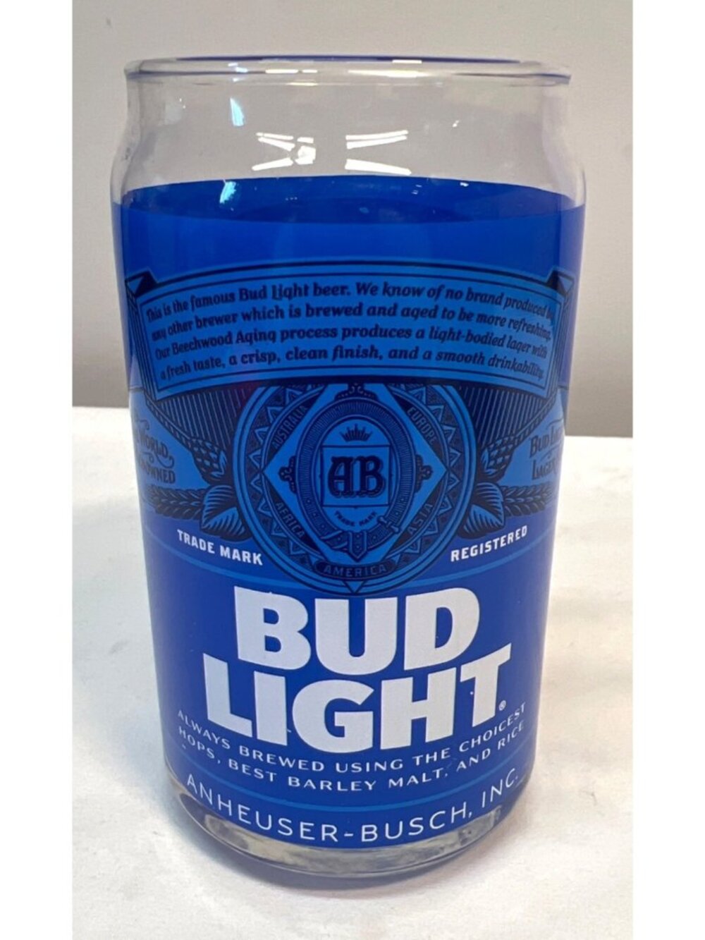 Bud Light Blue Plastic Pint Glass 16oz Beer Can Design Collectible By Anheuser-B
